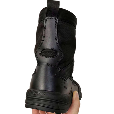 Black Lace Up Combat Military Leather Boots Light Breathable Non Slip